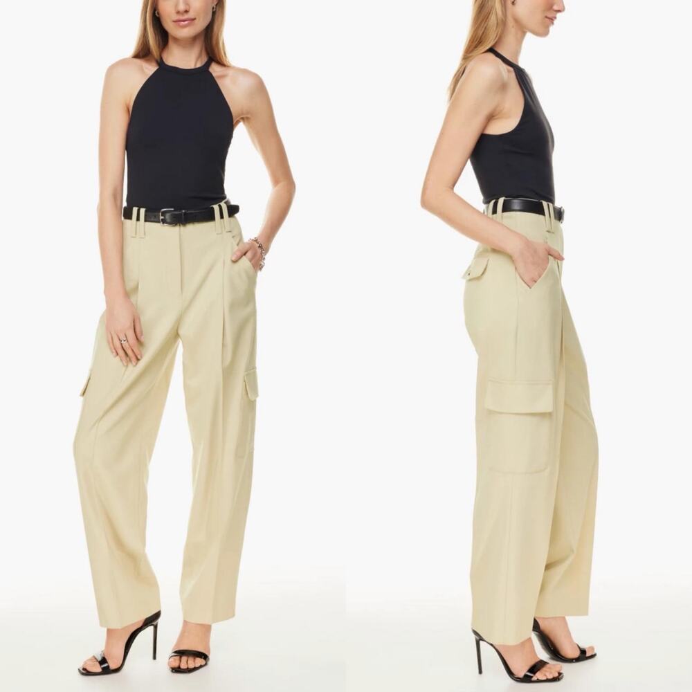 Babaton Rojo Wool Blend Mid-Rise Cargo Pants Tan Size 2